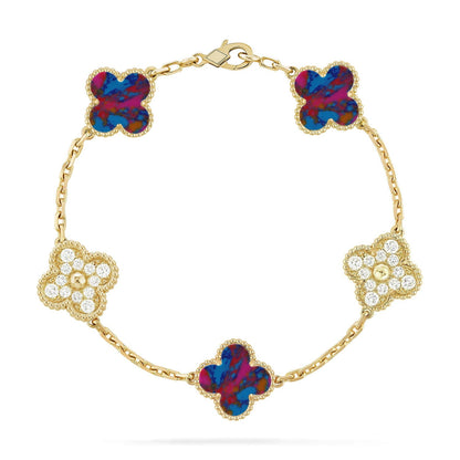 [Elite]CLOVER 5 MOTIF COLOR GEMSTONES BRACELET COLLECTION