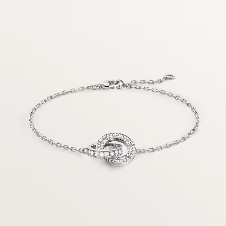 [Elite]LOVE DOUBLE RING FULL DIAMOND BRACELET