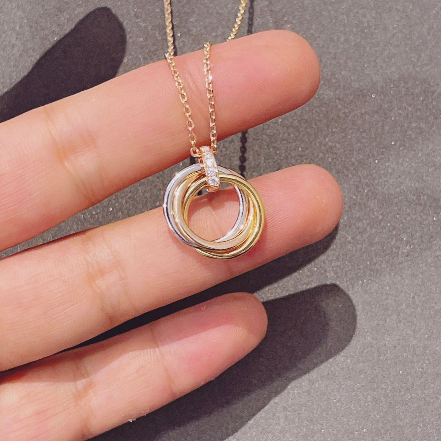 [Elite]TRINITY NECKLACE GOLD  DIAMONDS