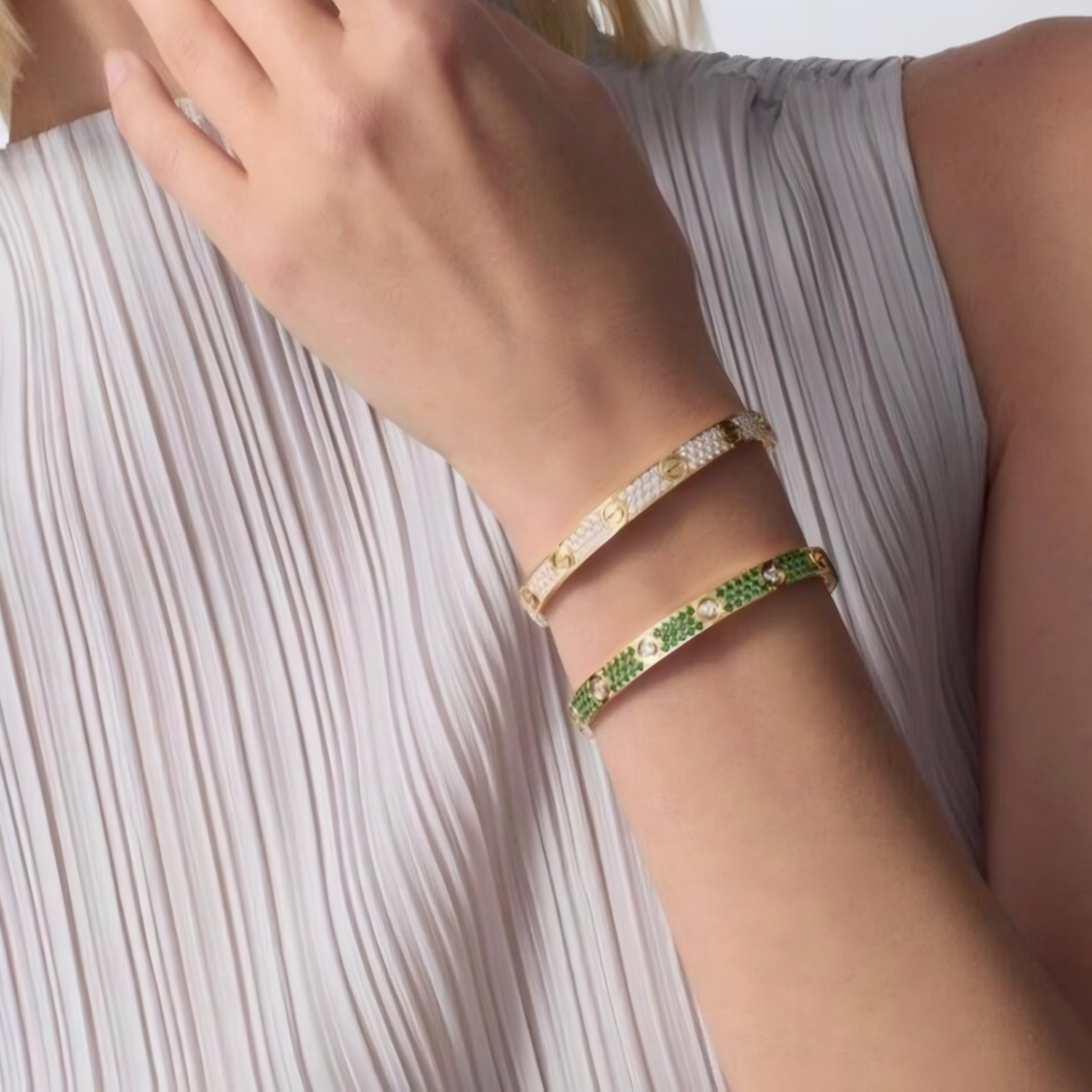 [Elite]2026 PAVE GEMSTONE LOVE BRACELET 6.1MM 10 DIAMONDS
