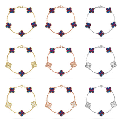 [Elite]CLOVER 5 MOTIF COLOR GEMSTONES BRACELET COLLECTION