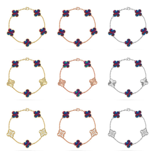 [Elite]CLOVER 5 MOTIF COLOR GEMSTONES BRACELET COLLECTION