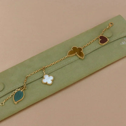 [Elite]LUCKY SPRING 5 MOTIF GOLD BRACELET