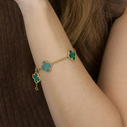[Elite] CLOVER 5 MOTIF MALACHITE BRACELET COLLECTION