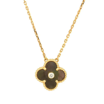 [Elite]CLOVER 15MM DIAMOND AND MOTHER-OF-GREY NECKLACE