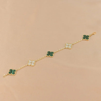 [Elite] CLOVER 5 MOTIF MALACHITE BRACELET COLLECTION