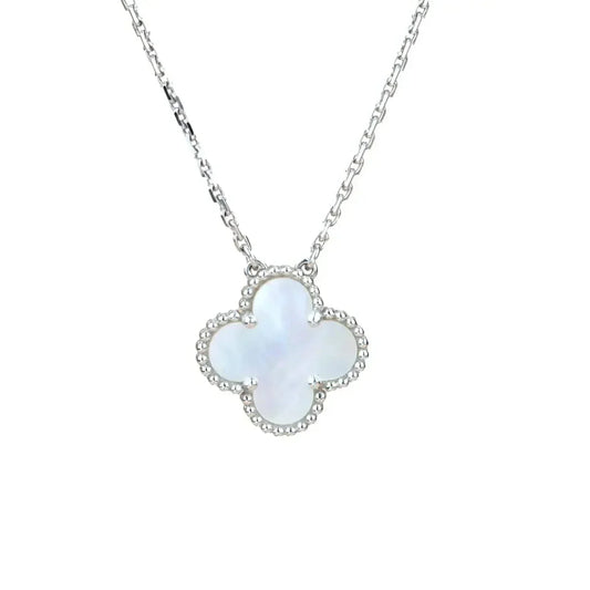 [Elite]CLOVER  15MM WHITE MOTHER-OF-PEARL SILVER