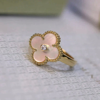 [Elite]CLOVER PINK MOP RING GOLD DIAMOND