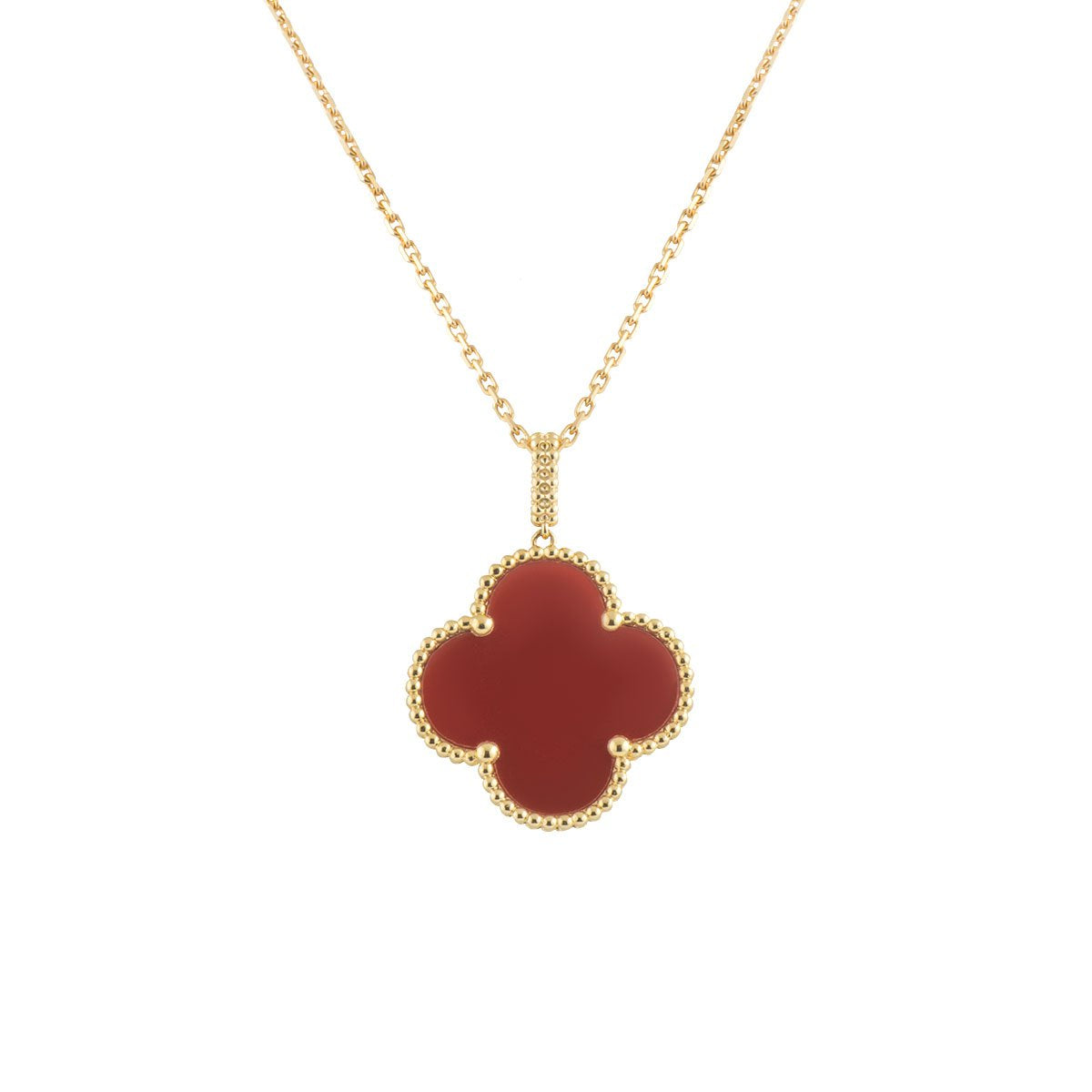 [Elite]CLOVER 25MM NECKLACE GOLD CARNELIAN