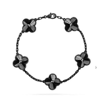 [Elite]CLOVER 5 MOTIF BLACK BRACELET