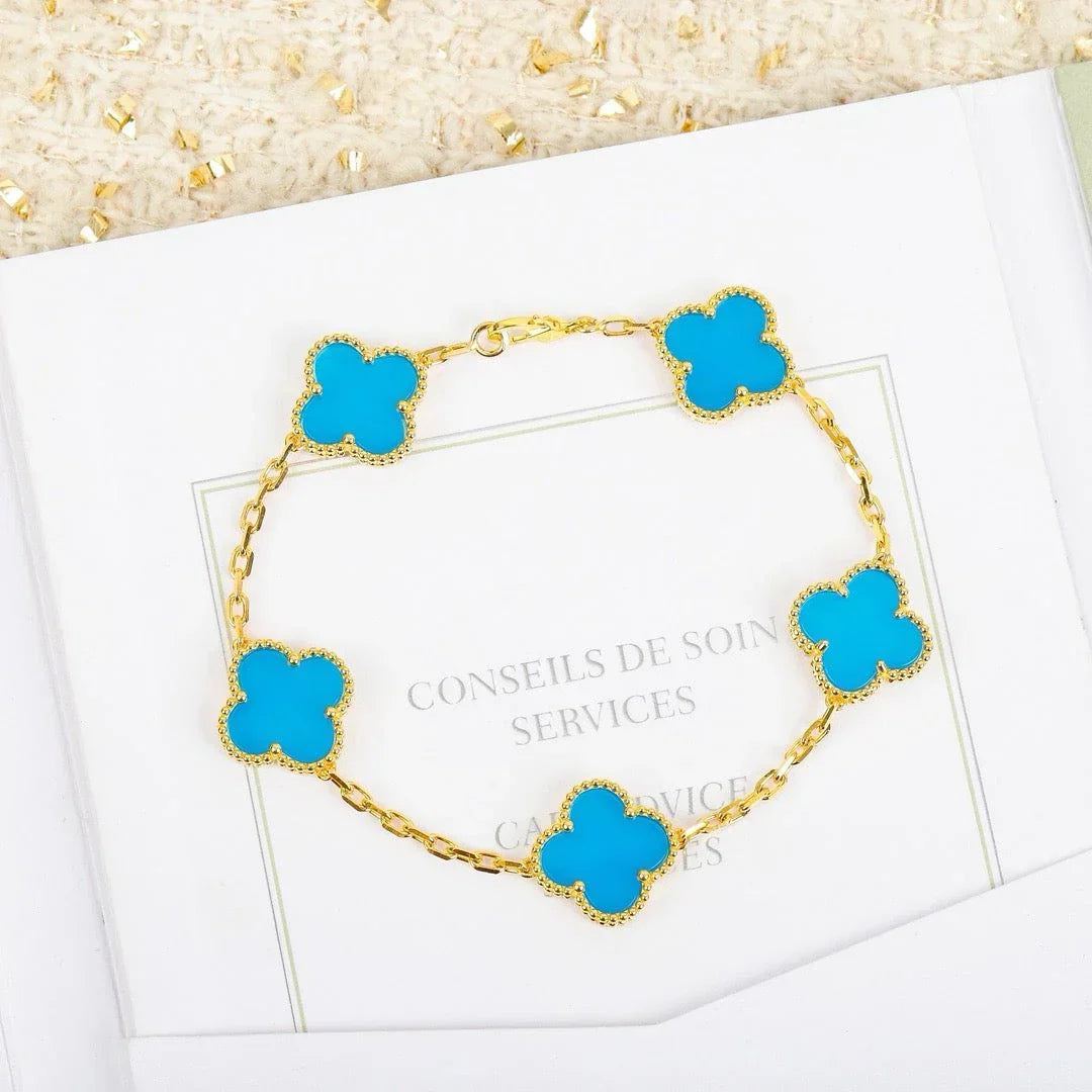 [Elite] CLOVER 5 MOTIF TURQUOISE BRACELET COLLECTION