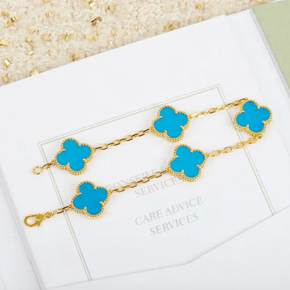 [Elite] CLOVER 5 MOTIF TURQUOISE BRACELET COLLECTION