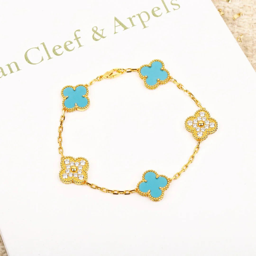 [Elite] CLOVER 5 MOTIF TURQUOISE BRACELET COLLECTION
