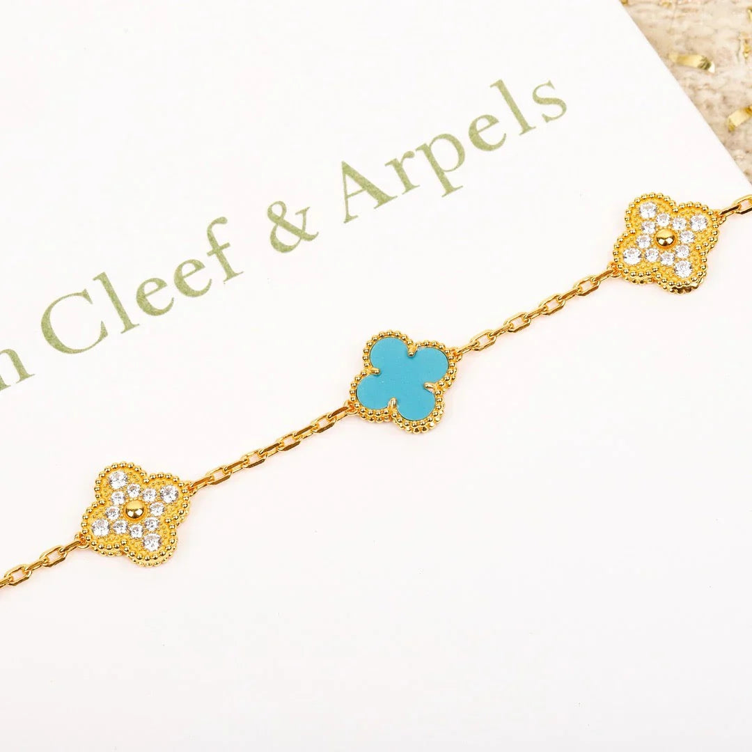 [Elite] CLOVER 5 MOTIF TURQUOISE BRACELET COLLECTION