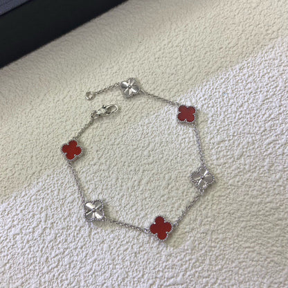 [Elite]CLOVER 6 MOTIF RED AGATE LASER BRACELET