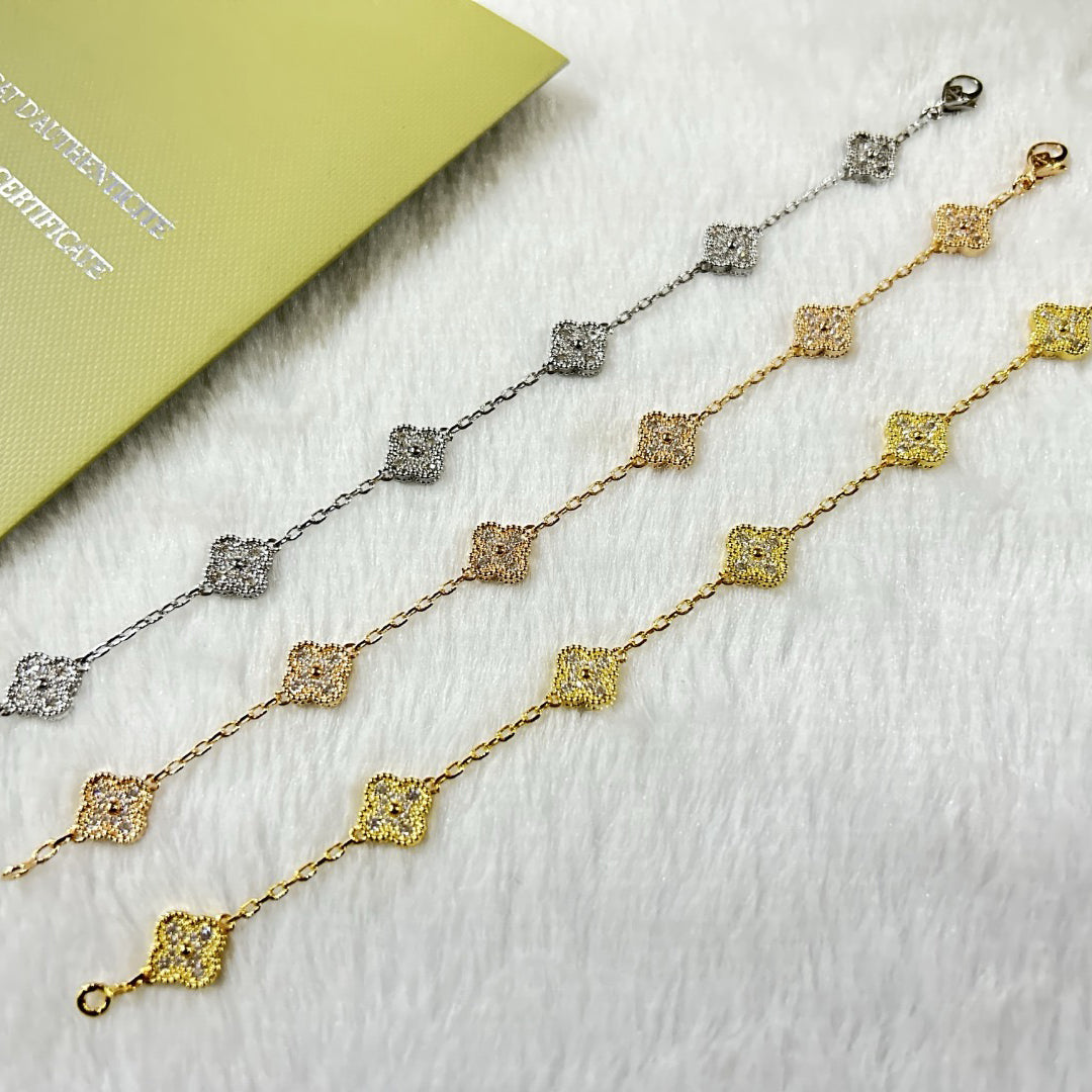[Elite]CLOVER 6 MOTIF DIAMOND BRACELET