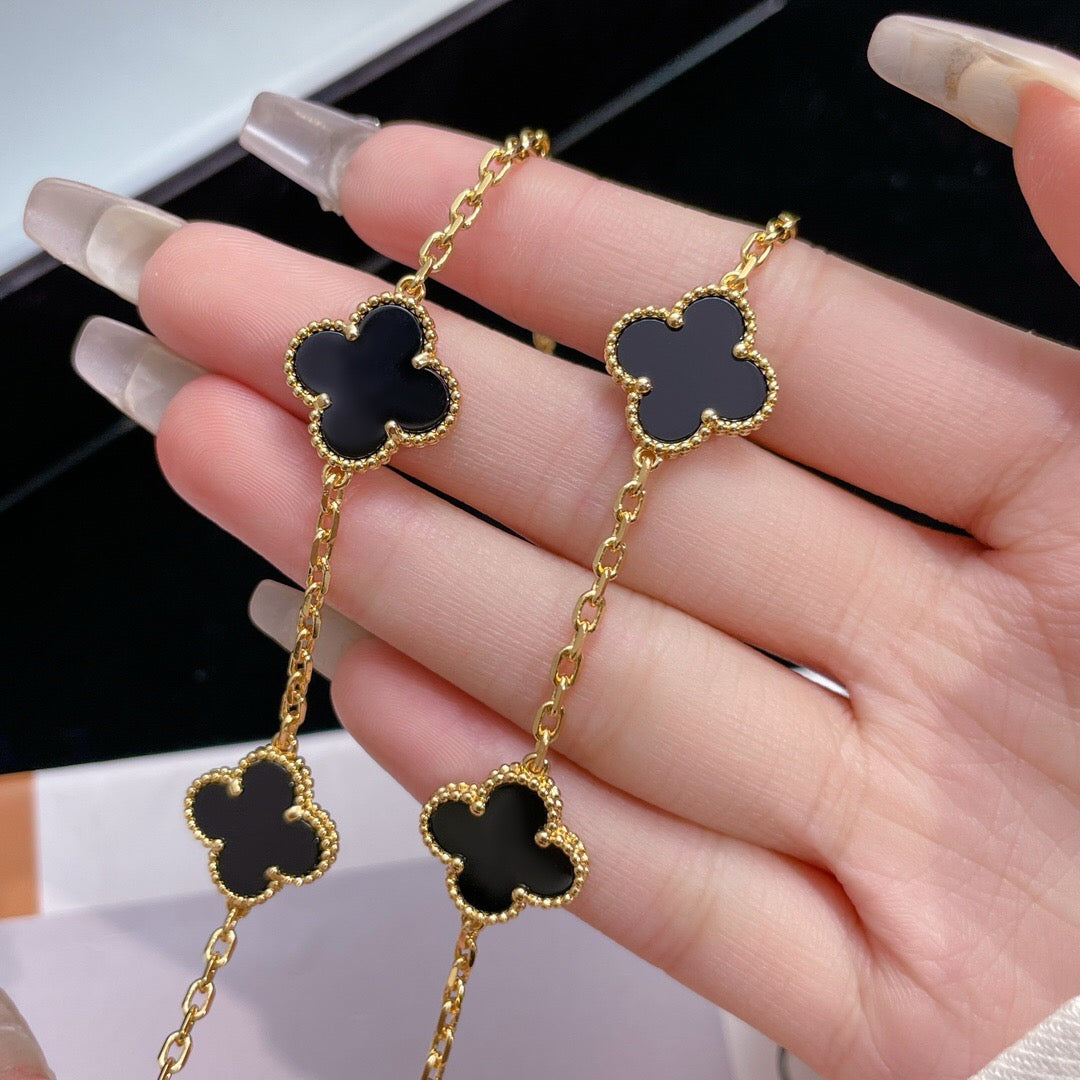 [Elite]CLOVER 10 MOTIFS ONYX NECKLACE