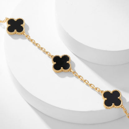 [Elite]CLOVER 10 MOTIFS ONYX NECKLACE