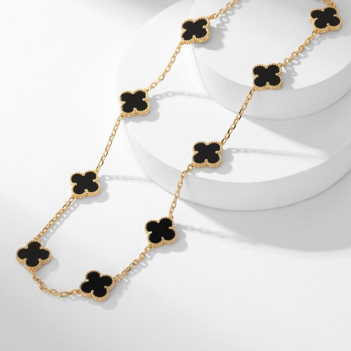 [Elite]CLOVER 10 MOTIFS ONYX NECKLACE