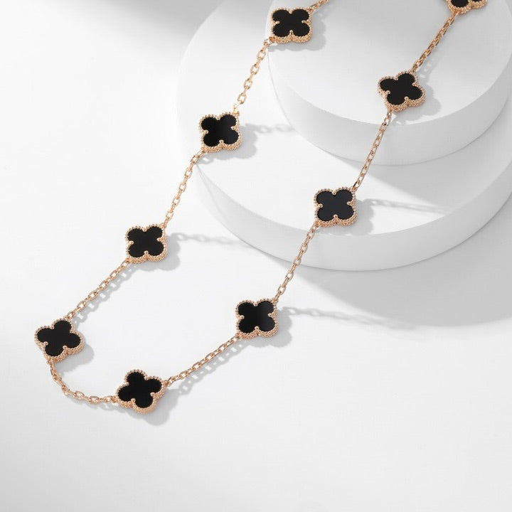 [Elite]CLOVER 10 MOTIFS ONYX NECKLACE