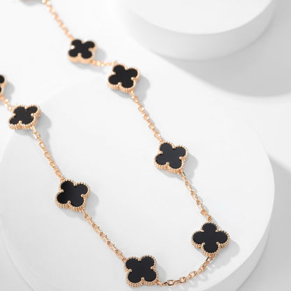 [Elite]CLOVER 10 MOTIFS ONYX NECKLACE