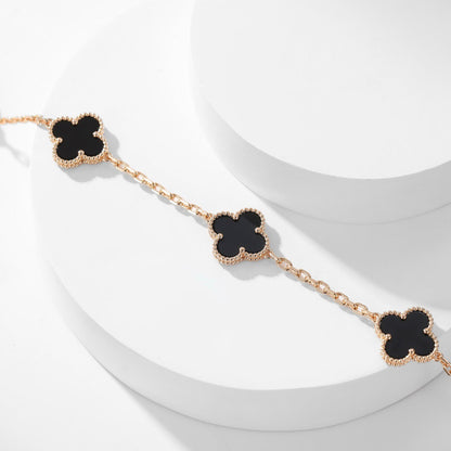 [Elite]CLOVER 10 MOTIFS ONYX NECKLACE