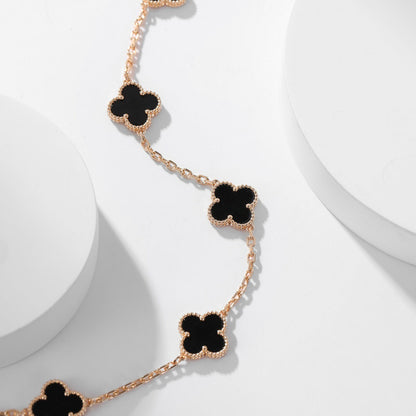 [Elite]CLOVER 10 MOTIFS ONYX NECKLACE