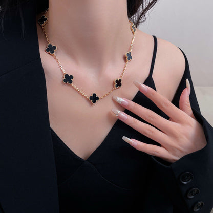 [Elite]CLOVER 10 MOTIFS ONYX NECKLACE