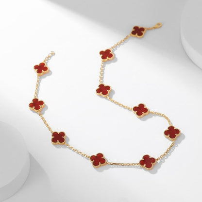 [Elite]CLOVER 10 MOTIFS CARNELIAN NECKLACE