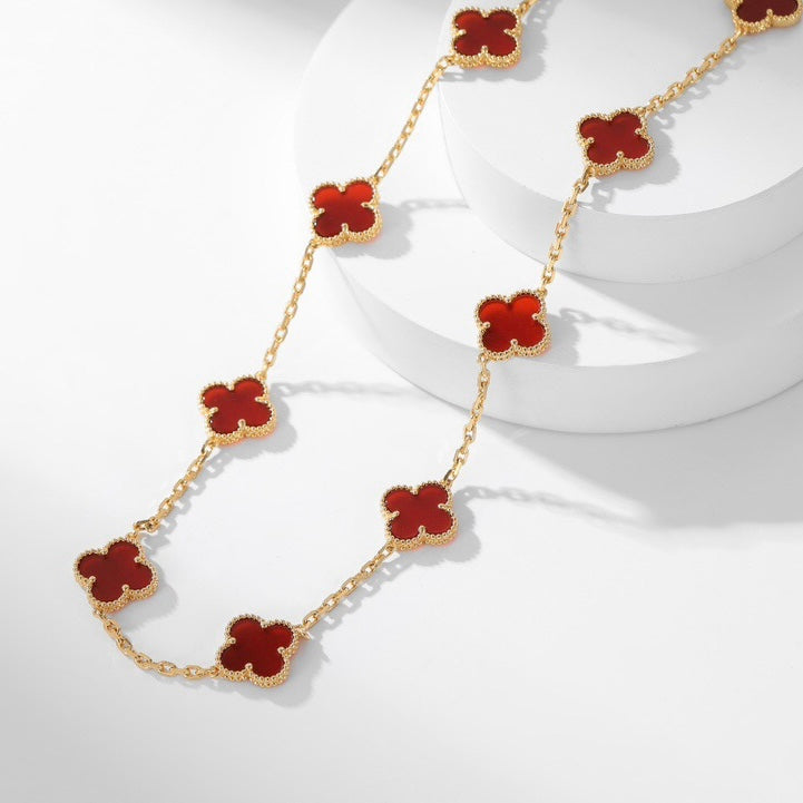 [Elite]CLOVER 10 MOTIFS CARNELIAN NECKLACE