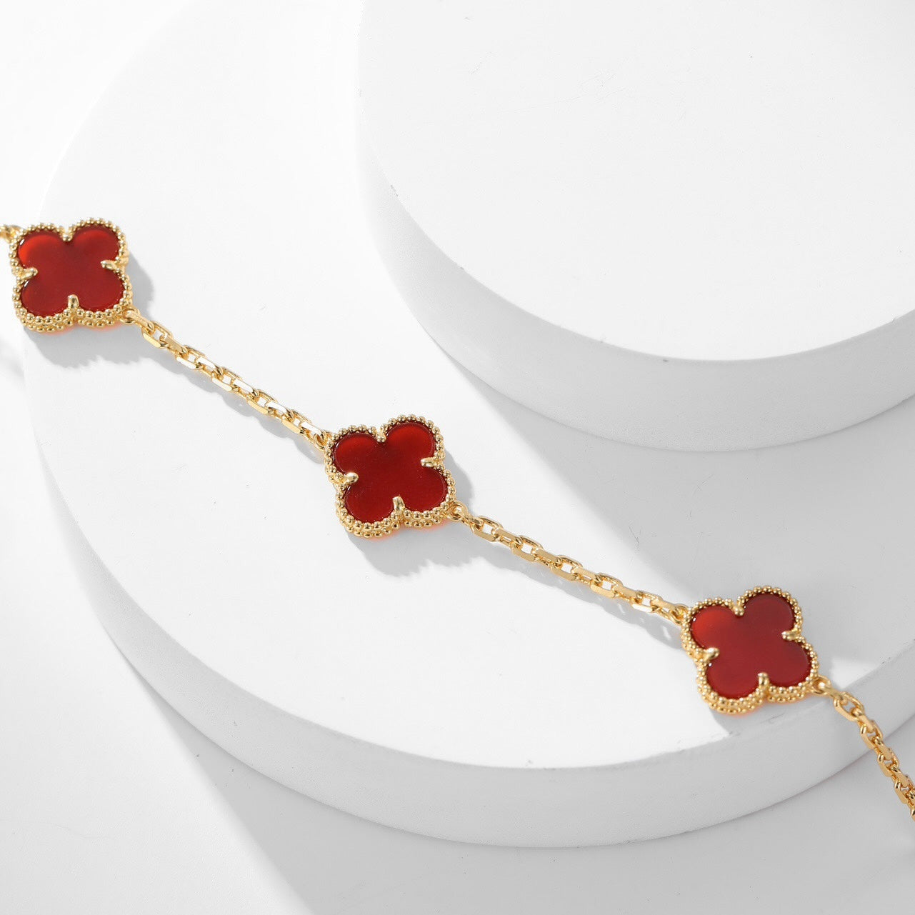 [Elite]CLOVER 10 MOTIFS CARNELIAN NECKLACE