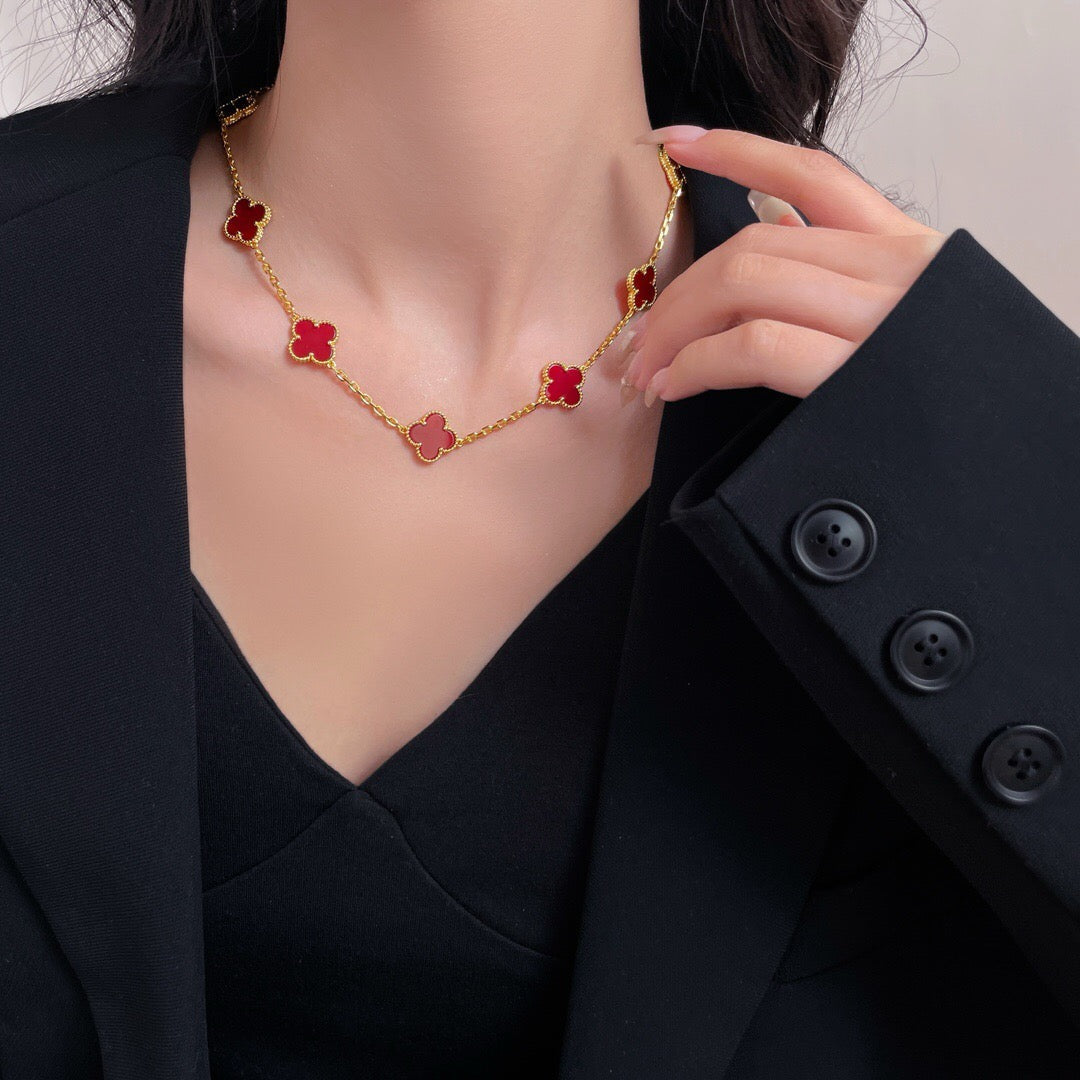 [Elite]CLOVER 10 MOTIFS CARNELIAN NECKLACE