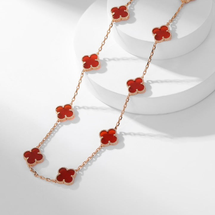 [Elite]CLOVER 10 MOTIFS CARNELIAN NECKLACE