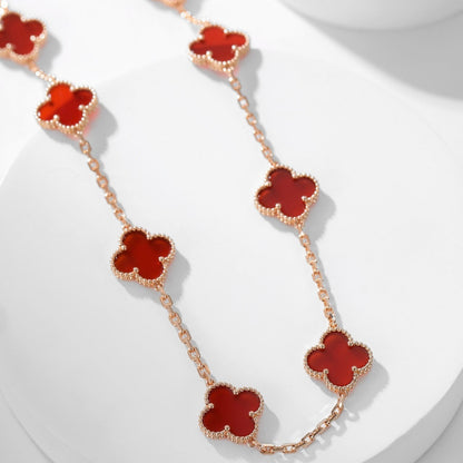 [Elite]CLOVER 10 MOTIFS CARNELIAN NECKLACE