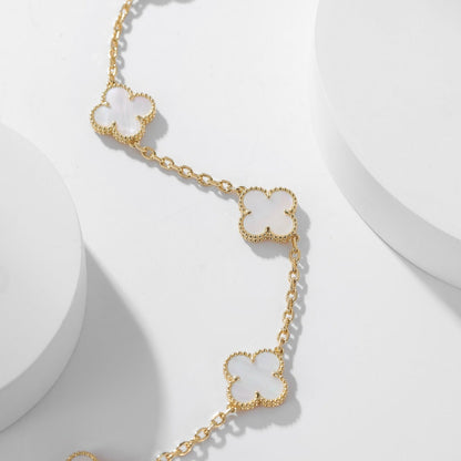 [Elite]CLOVER 10 MOTIFS WHITE MOTHER OF PEARL NECKLACE