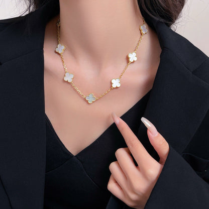 [Elite]CLOVER 10 MOTIFS WHITE MOTHER OF PEARL NECKLACE