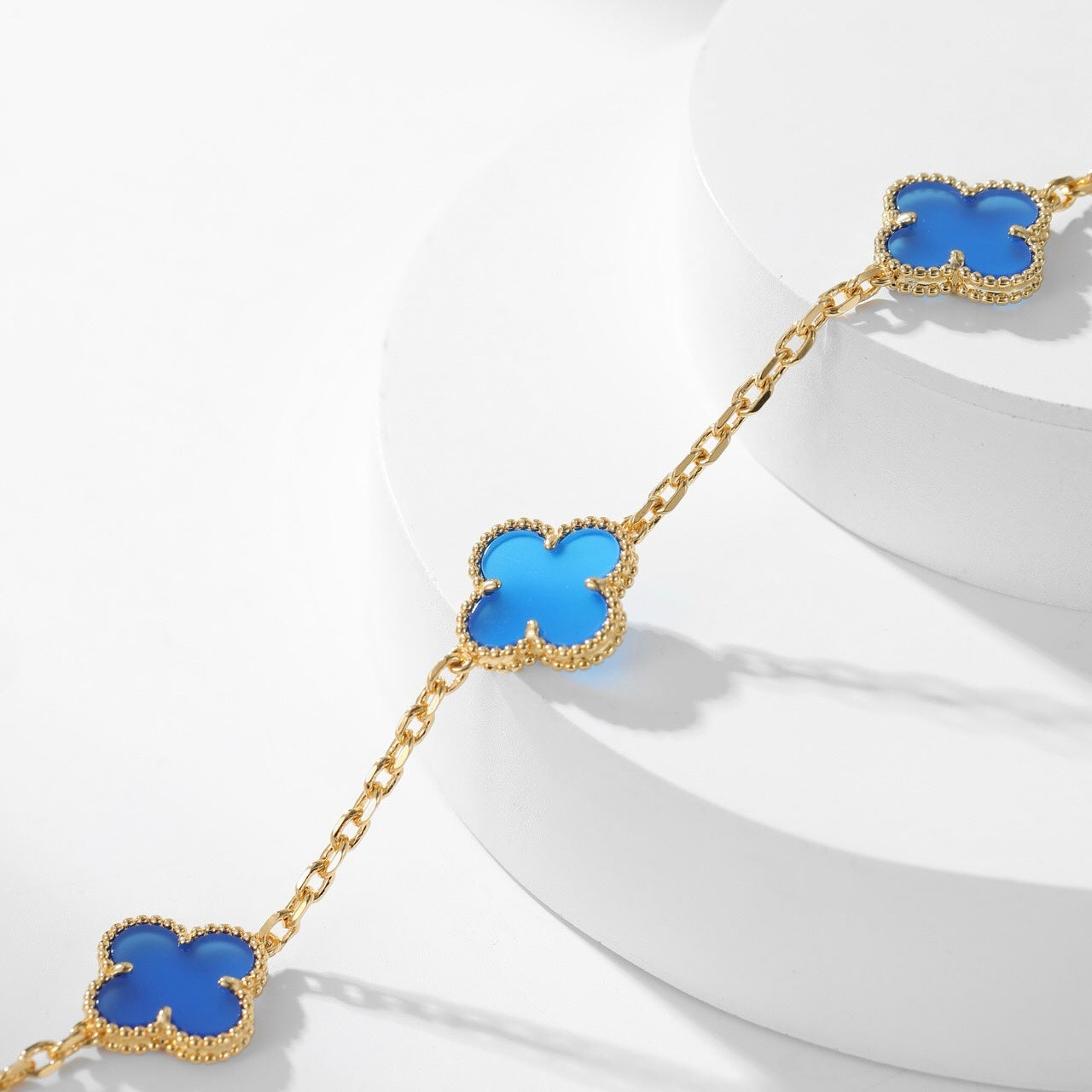 [Elite]CLOVER 10 MOTIFS BLUE AGATE NECKLACE