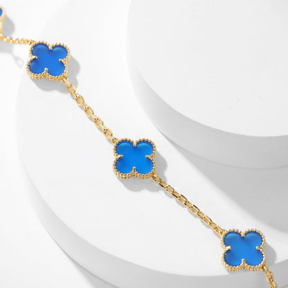 [Elite]CLOVER 10 MOTIFS BLUE AGATE NECKLACE