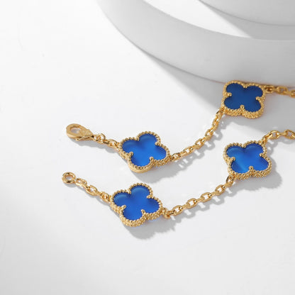 [Elite]CLOVER 10 MOTIFS BLUE AGATE NECKLACE