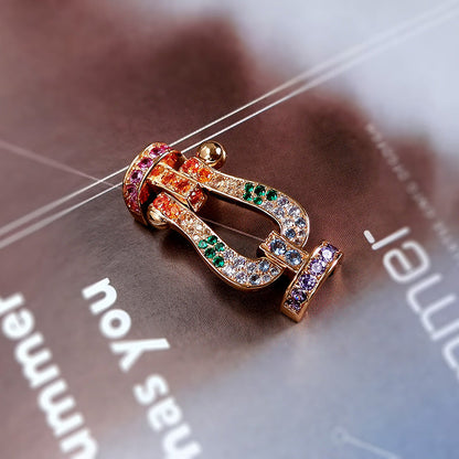 [Elite]FORC LARGE HORSESHOE  COLORED DIAMOND BRACELET SILVER