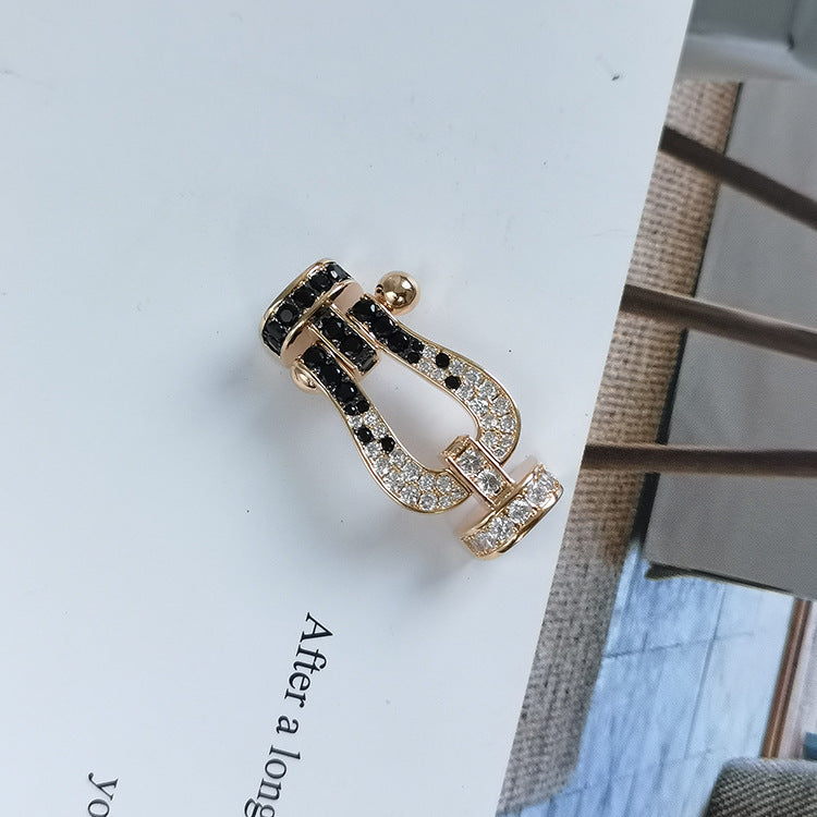 [Elite]FORCE LARGE HORSESHOE BLACK WHITE DIAMOND BRACELET ROSE GOLD