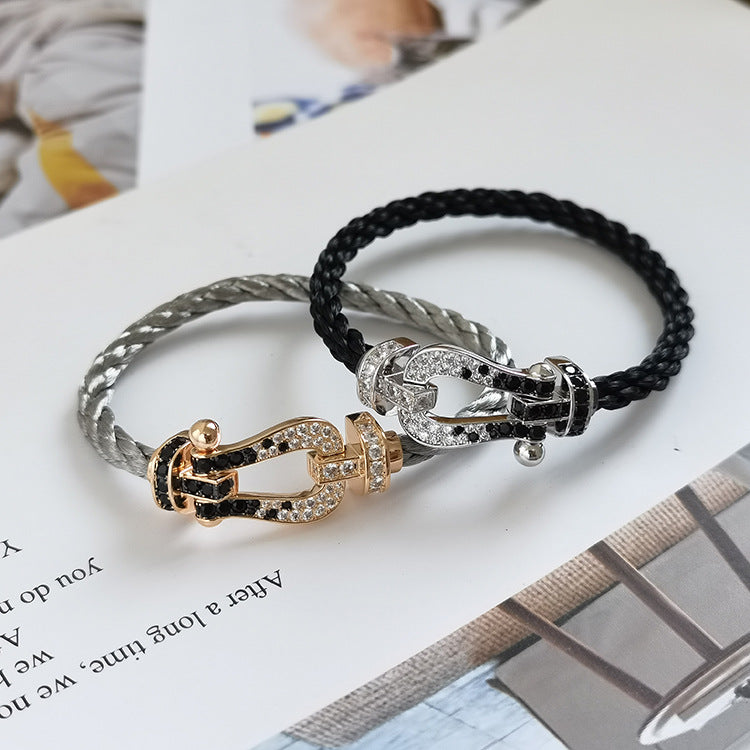 [Elite]FORCE LARGE HORSESHOE BLACK WHITE DIAMOND BRACELET ROSE GOLD