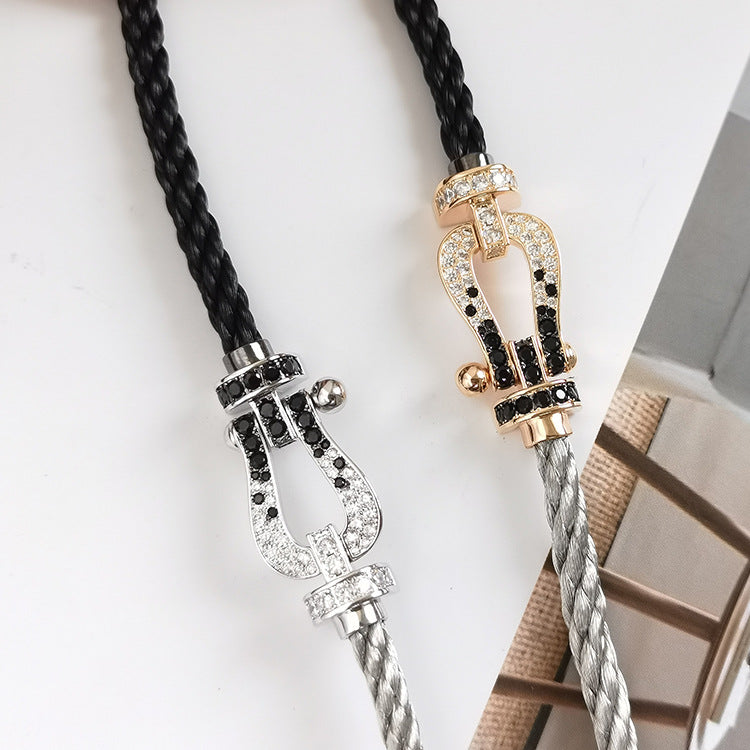 [Elite]FORCE LARGE HORSESHOE BLACK WHITE DIAMOND BRACELET ROSE GOLD