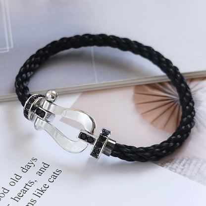 [Elite]FORCE LARGE HORSESHOE BLACK DIAMOND BRACELET SILVER