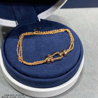 [Elite]FORCE SMALL HORSESHOE  DIAMOND CHAIN ROPE BRACELET