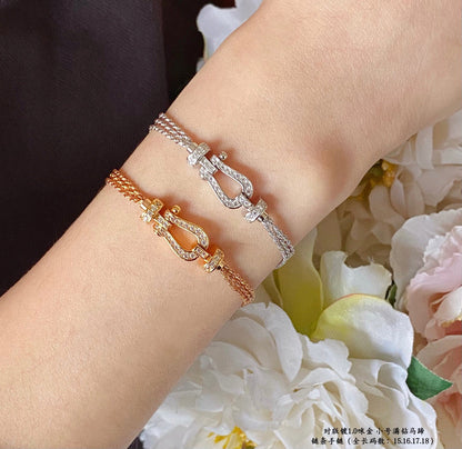 [Elite]FORCE SMALL HORSESHOE  DIAMOND CHAIN ROPE BRACELET