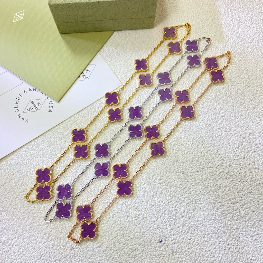 [Elite]CLOVER 10 MOTIFS  PURPLE VIOLET  NECKLACE