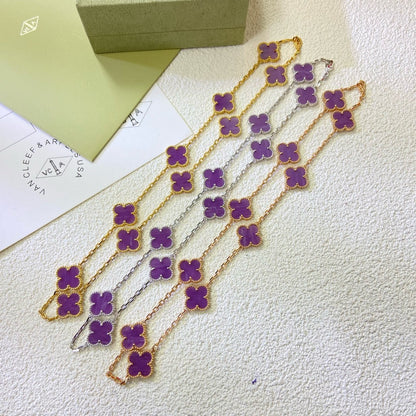 [Elite]CLOVER 10 MOTIFS  PURPLE VIOLET  NECKLACE