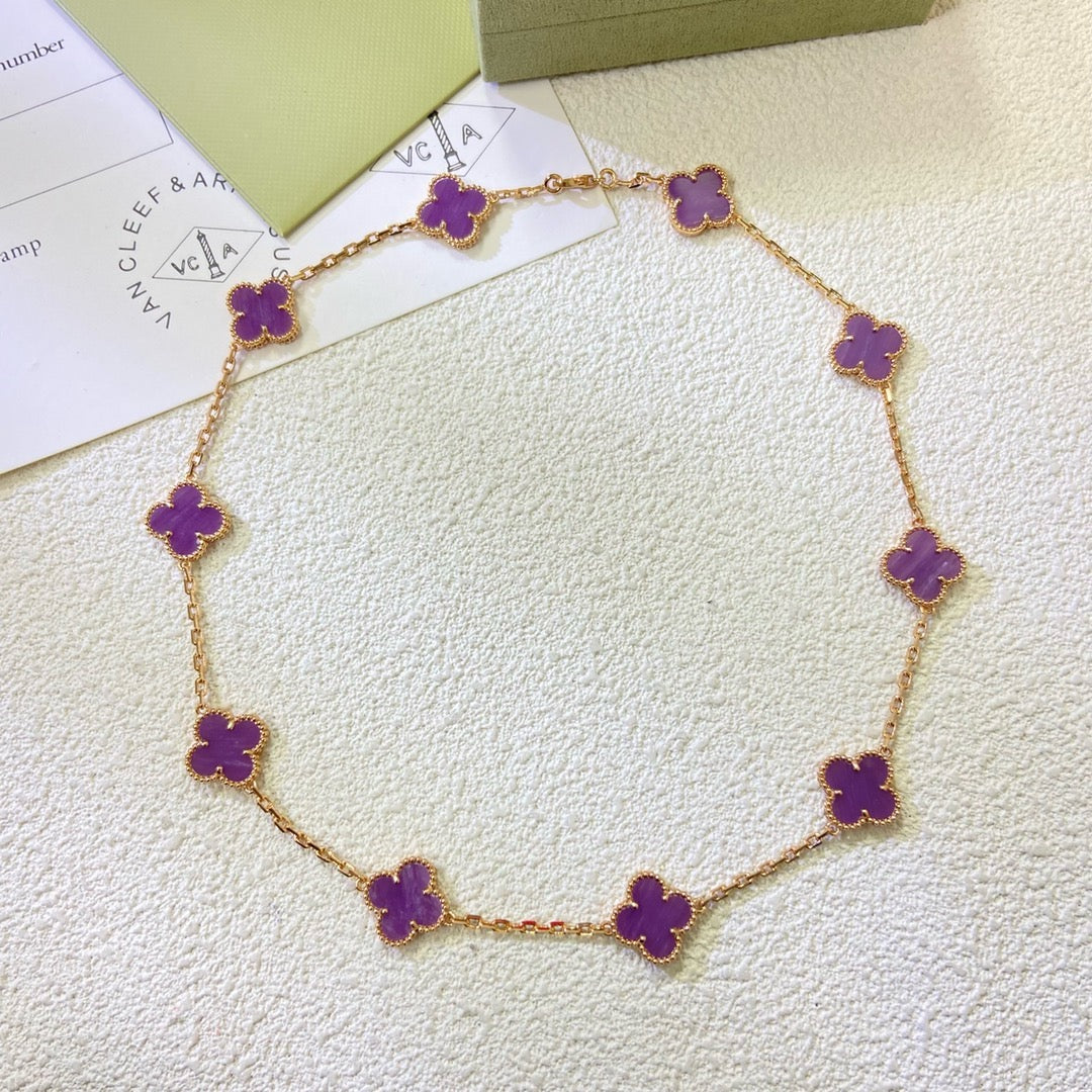 [Elite]CLOVER 10 MOTIFS  PURPLE VIOLET  NECKLACE