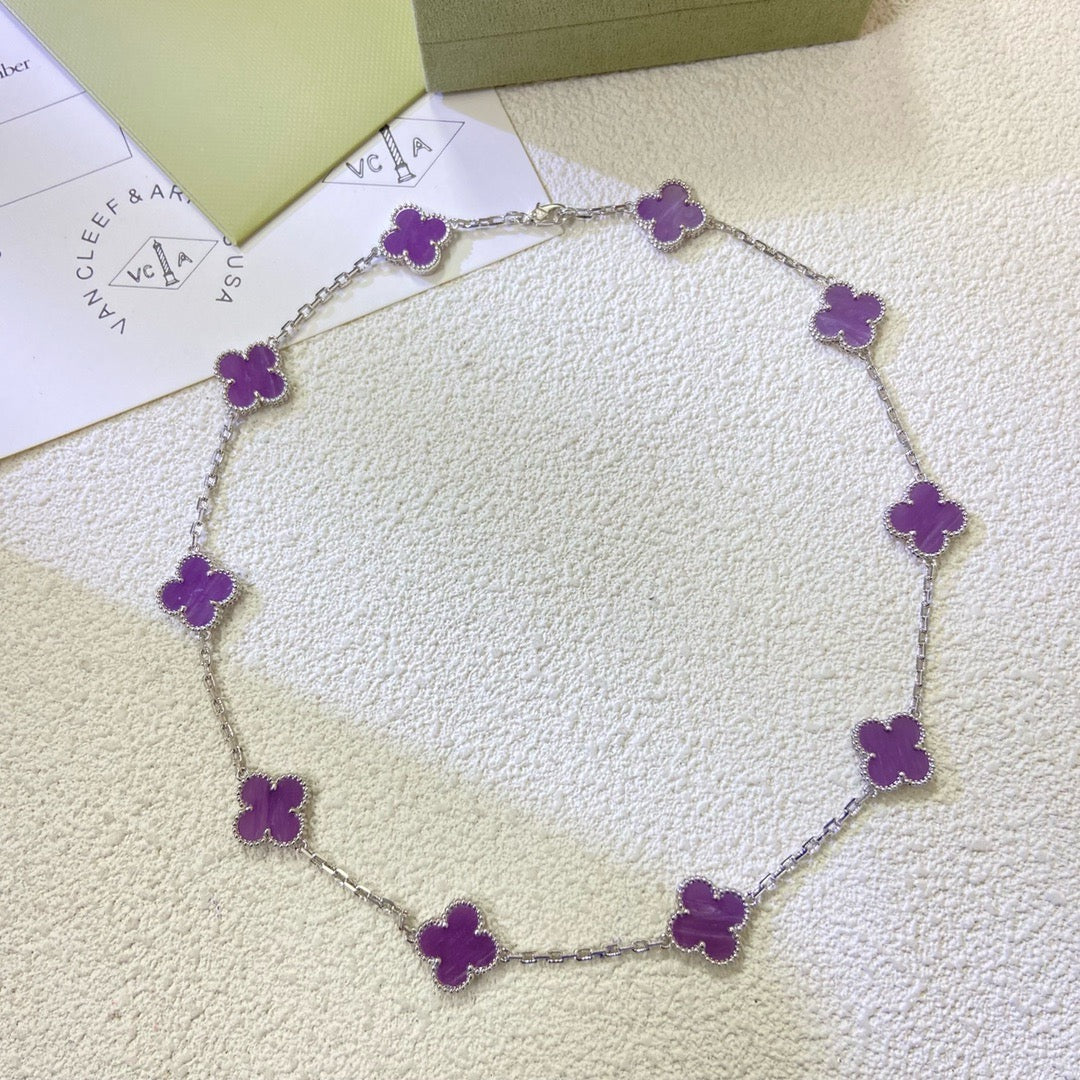 [Elite]CLOVER 10 MOTIFS  PURPLE VIOLET  NECKLACE